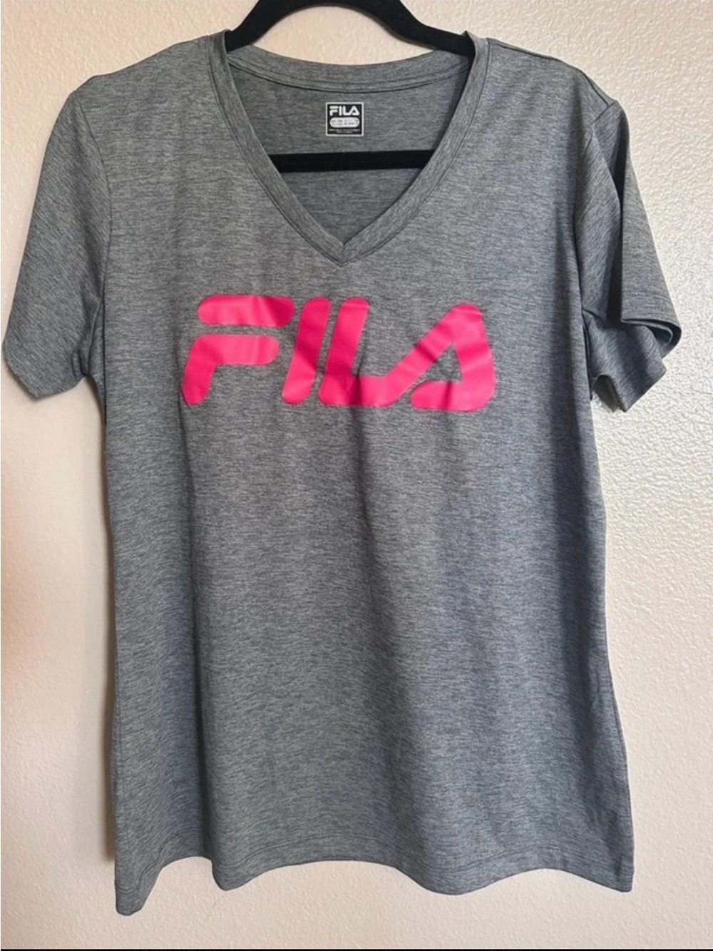 Fila Gray T-Shirt with pink Logo Print